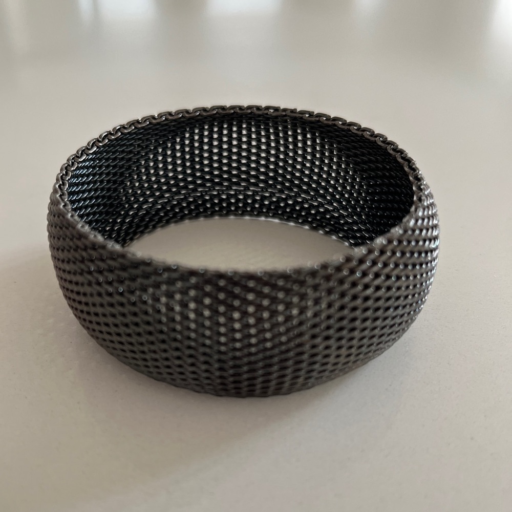 MESH Bracelet Bangle Pewter Tone Metal Lagenlook Goth Industrial Minimalist
